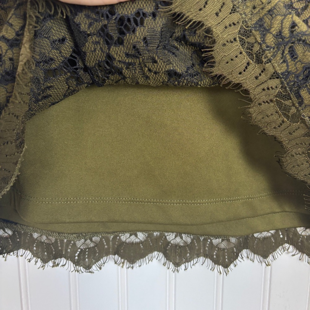 Olive Green Floral Lace Skort Womens XL Cottagecore Fairy Grunge Boho Whimsigoth - Picture 5 of 9